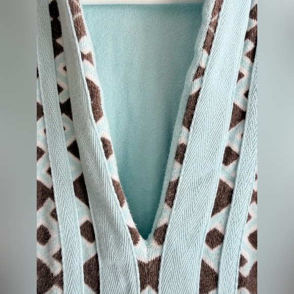 Tory Burch Tory Tunic Cotton French Terry Top Brown Turquoise Medium - Picture 7 of 13